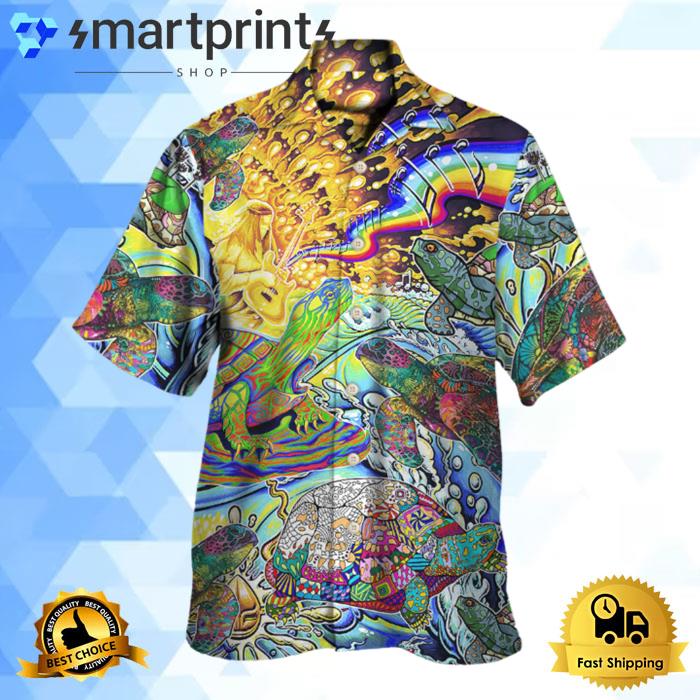 Hippie Turtle Colorful Art Peace Hawaiian Shirt