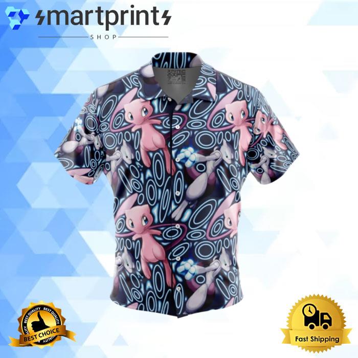 Mew x Mewtwo Pokemon Button Up Hawaiian Shirt